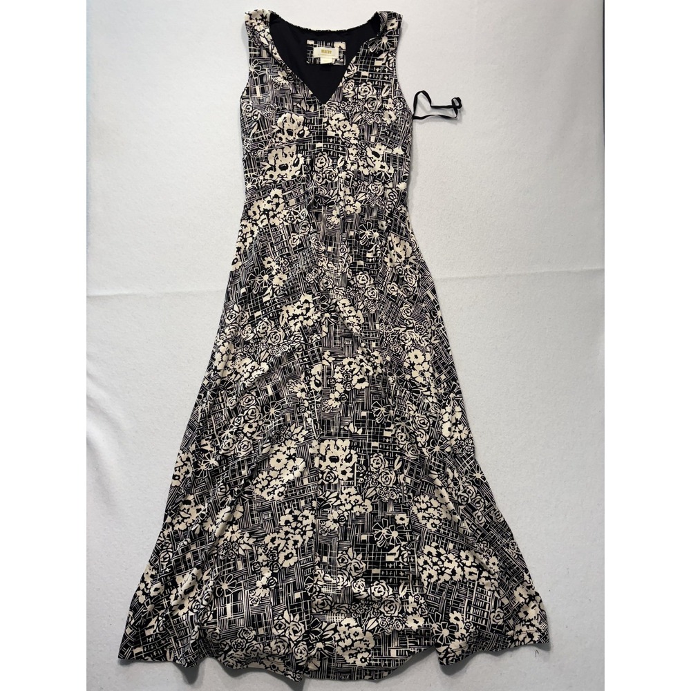 Maeve Dress Womens Small Black Floral V Neck Sleeveless Maxi Anthropologie Boho